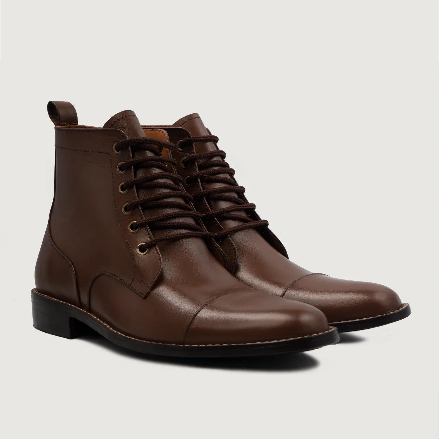 Orlaven Knight Derby Brown Leather Boots footwear image 1
