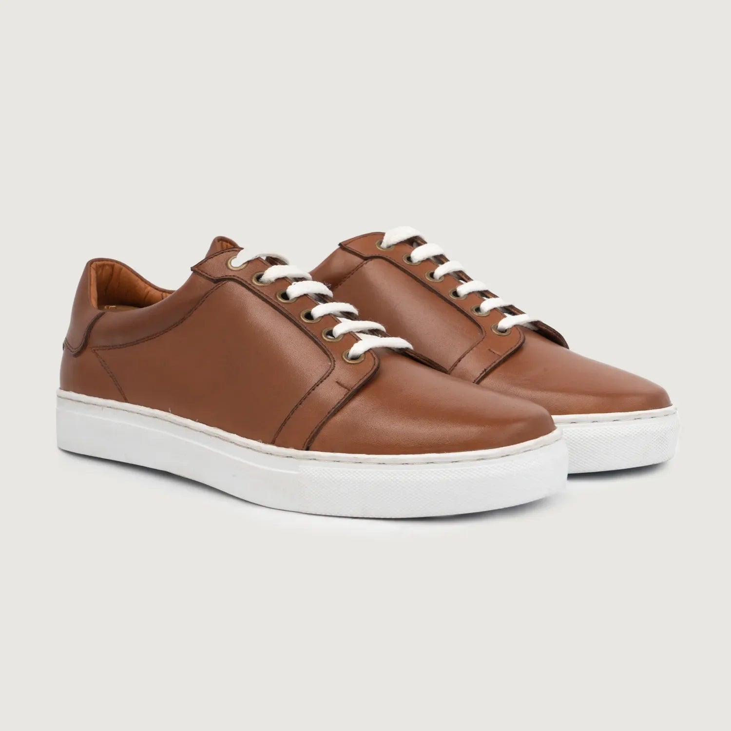 Orlaven Carter Runn Tan Leather Sneakers footwear image 1