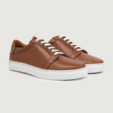 Carter Runn Tan Leather Sneakers For Men in Tan Full-Grain Leather - Lateral Side Profile View | Buy Online