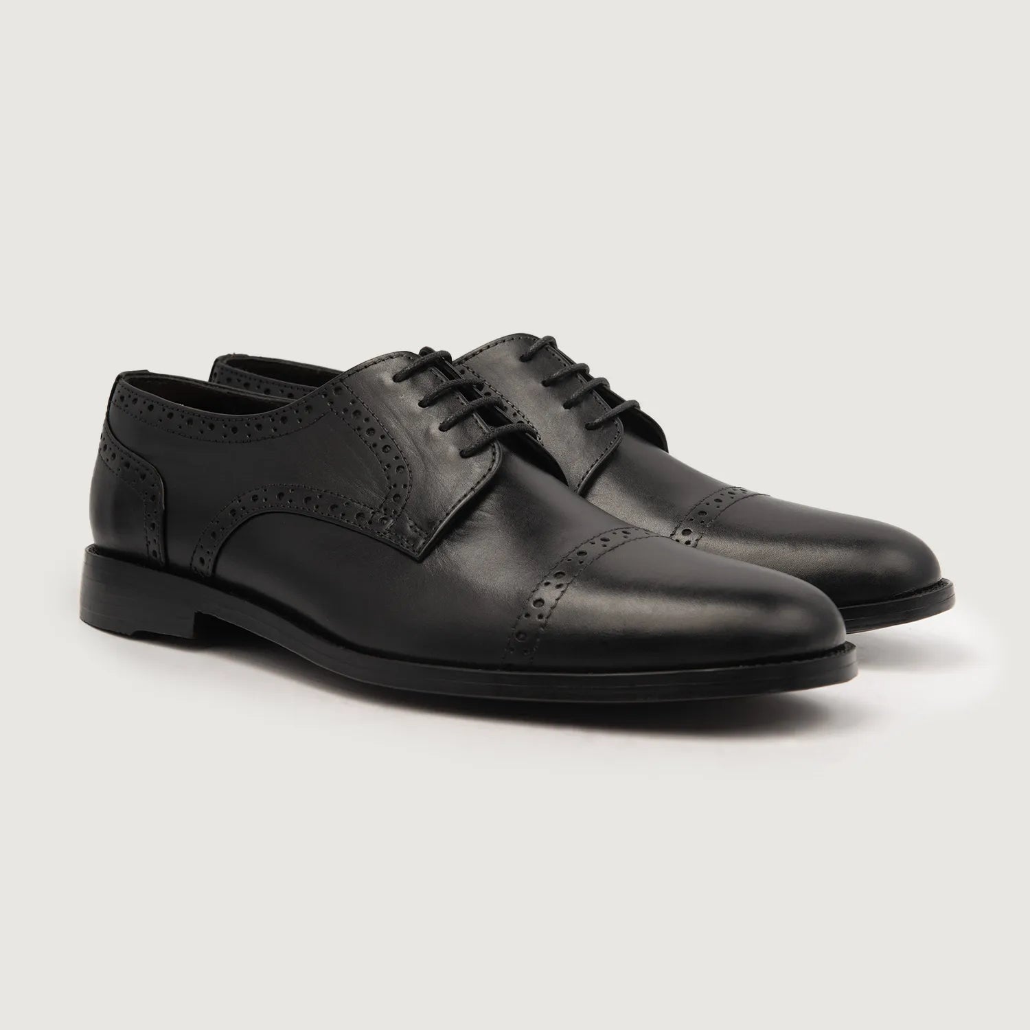 Orlaven Dirk Brogues Derby Black Leather Shoes footwear image 1