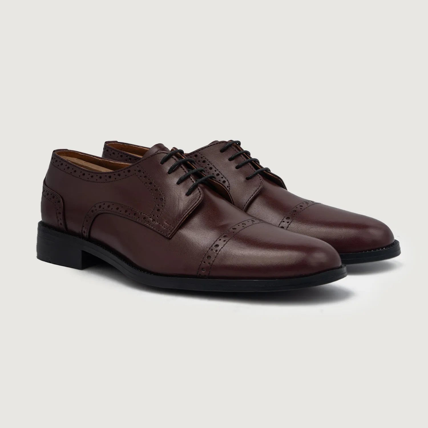Orlaven Dirk Brogues Derby Maroon Leather Shoes footwear image 1