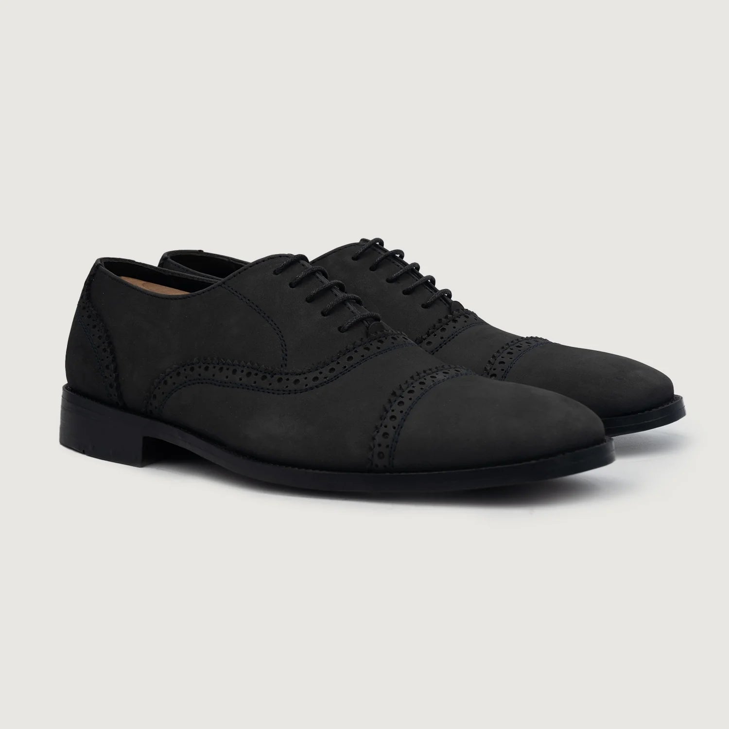 Orlaven Greyson Brogues Oxford Black Nubuck Leather Shoes footwear image 1
