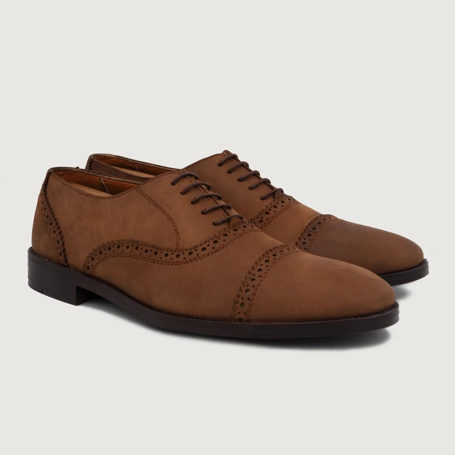 Orlaven Greyson Brogues Oxford Oil Pull-up Brown Leather Shoes footwear image 1