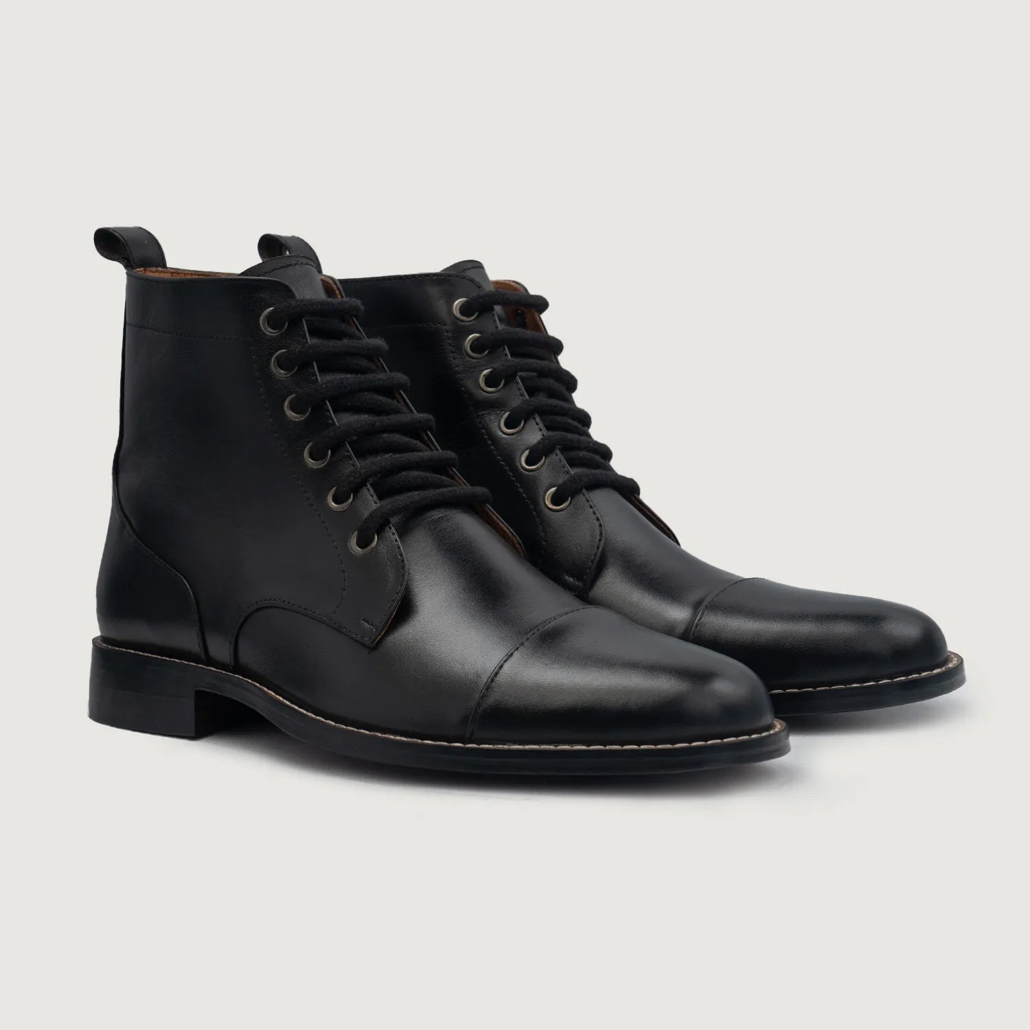 Orlaven Knight Derby Black Leather Boots footwear image 1