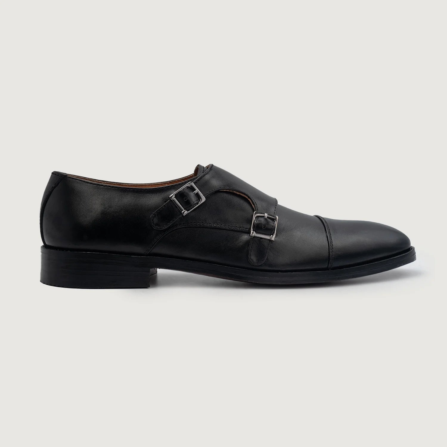 Orlaven Boston Double Monk Strap Black Leather Shoes footwear image 2