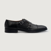Orlaven Boston Double Monk Strap Black Leather Shoes footwear image 2