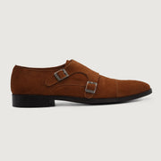 Orlaven Boston Double Monk Strap Brown Suede Leather Shoes footwear image 2