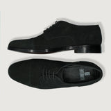 Attorney Derby Black Suede Leather Shoes For Men - Reinforced Heel Counter & Precision Double-Row Stitching Detail
