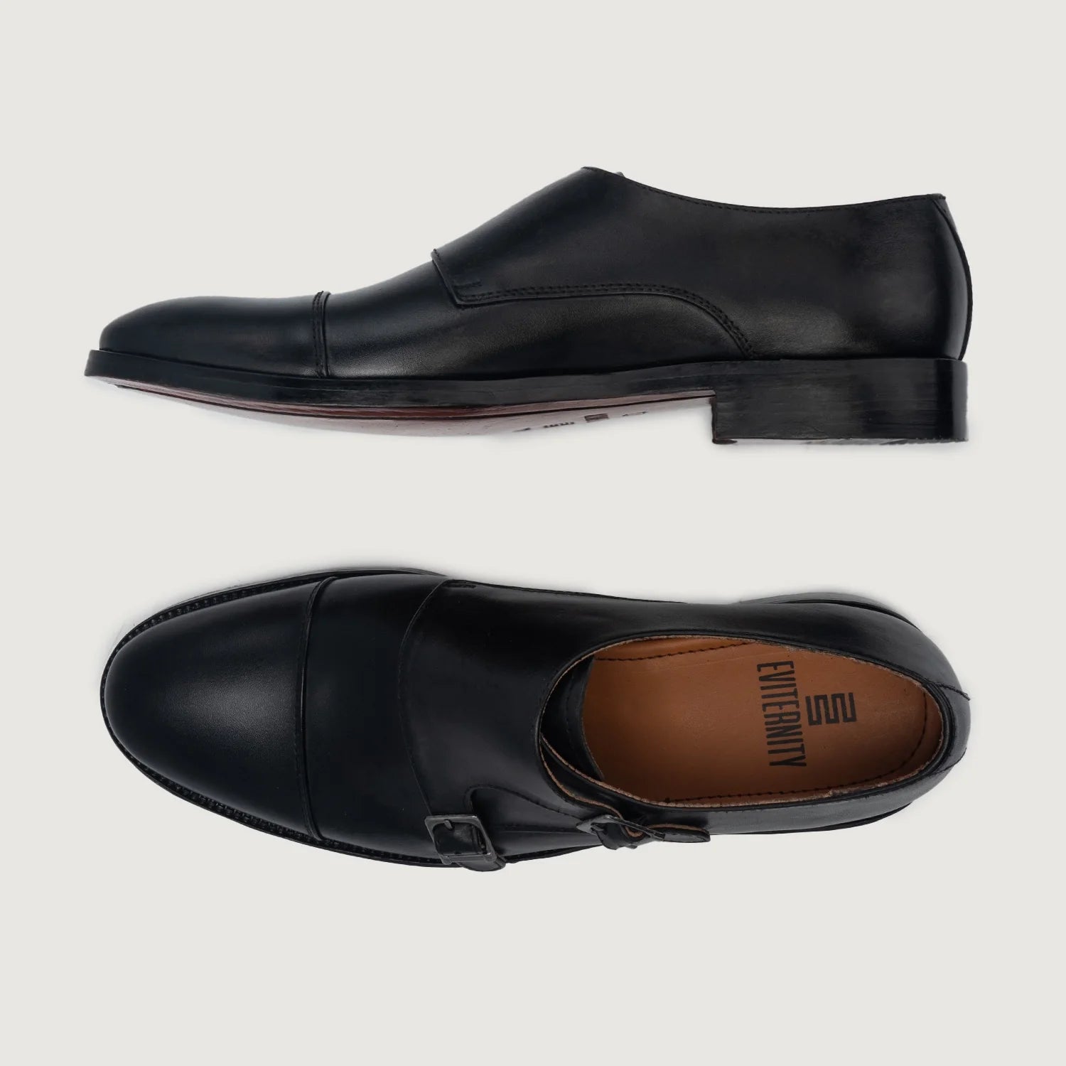 Orlaven Boston Double Monk Strap Black Leather Shoes footwear image 3