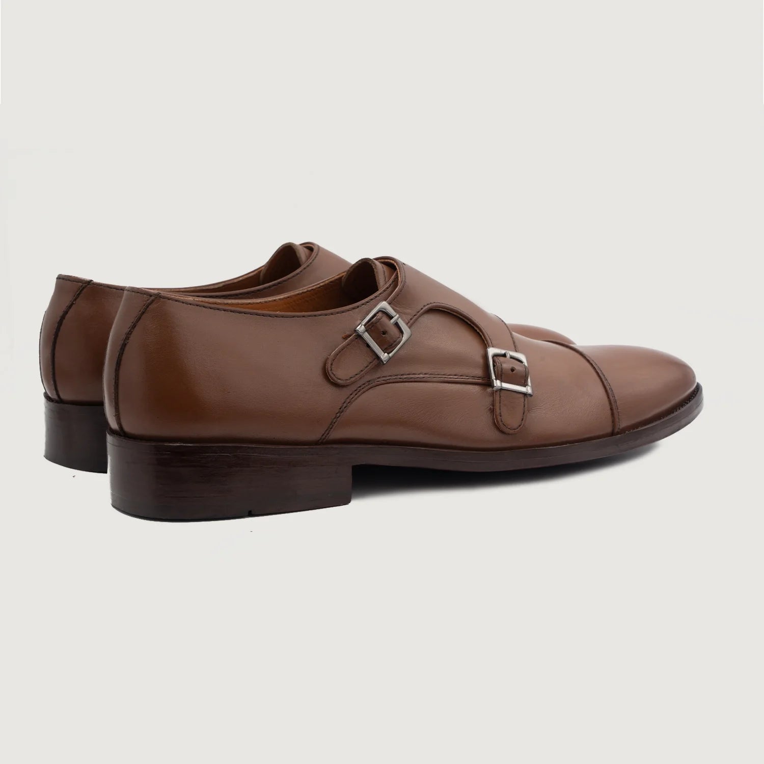 Orlaven Boston Double Monk Strap Brown Leather Shoes footwear image 3