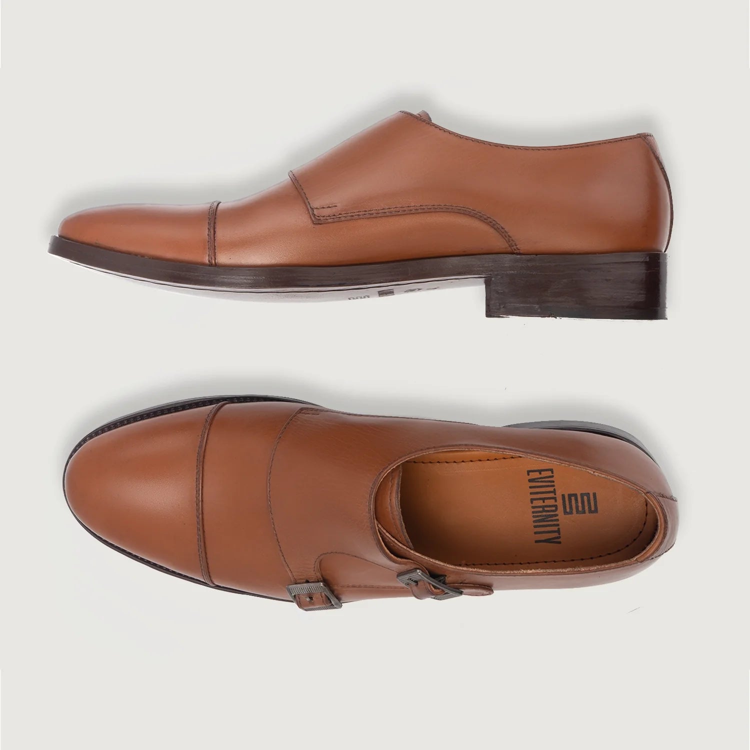 Orlaven Boston Double Monk Strap Tan Leather Shoes footwear image 3