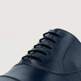 High-Traction Rubber Outsole & Lug Tread Pattern on Professor Oxford Midnight Blue Leather Shoes For Men