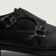 Orlaven Boston Double Monk Strap Black Leather Shoes footwear image 6