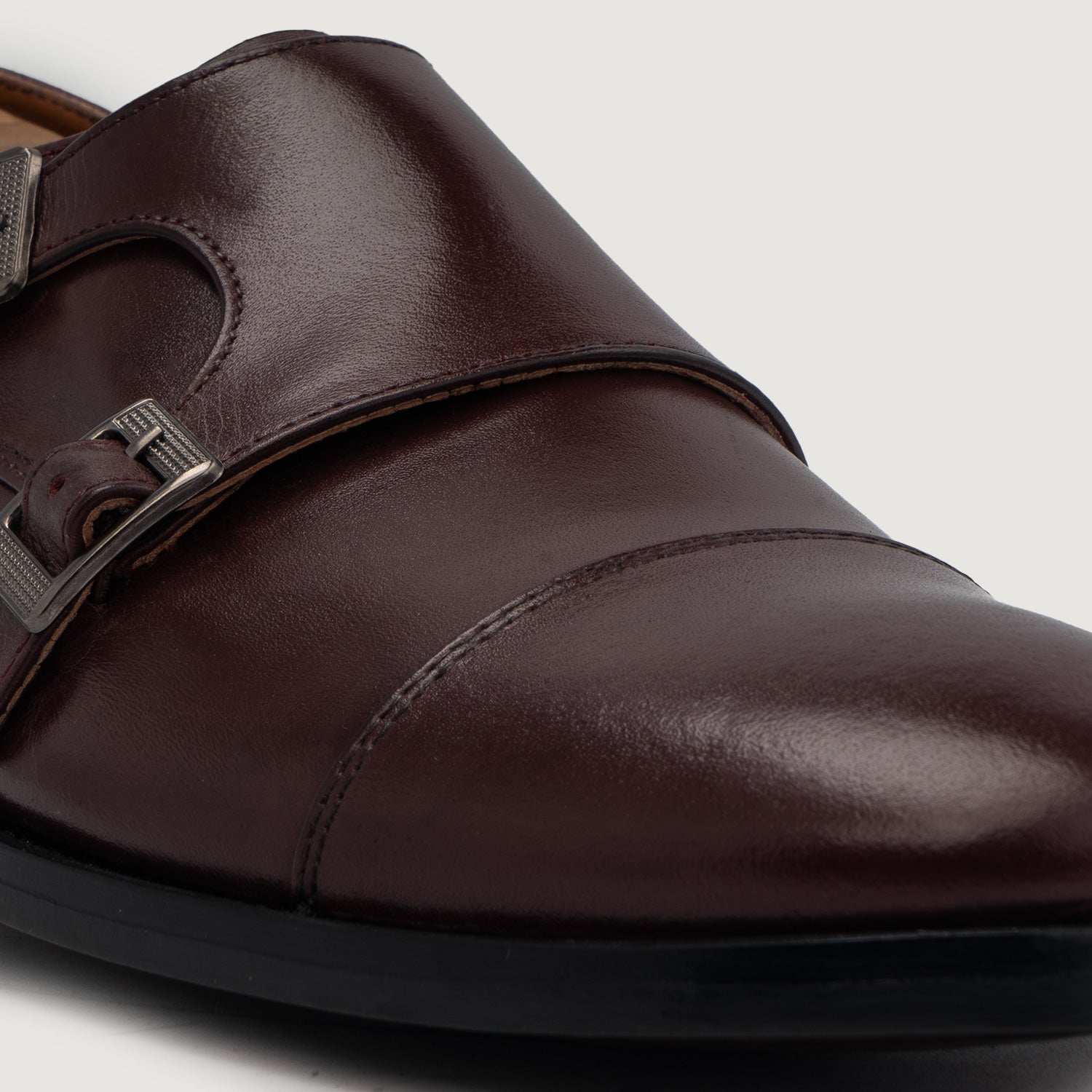 Orlaven Boston Double Monk Strap Maroon Leather Shoes footwear image 6