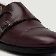 Orlaven Boston Double Monk Strap Maroon Leather Shoes footwear image 6