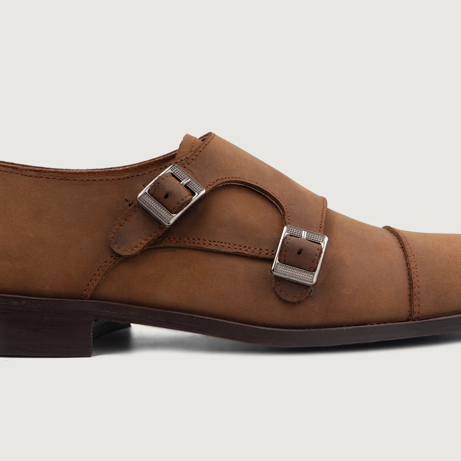 Orlaven Boston Double Monk Strap Oil Pull-up Brown Leather Shoes footwear image 6