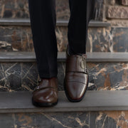 Orlaven Boston Double Monk Strap Maroon Leather Shoes footwear image 7
