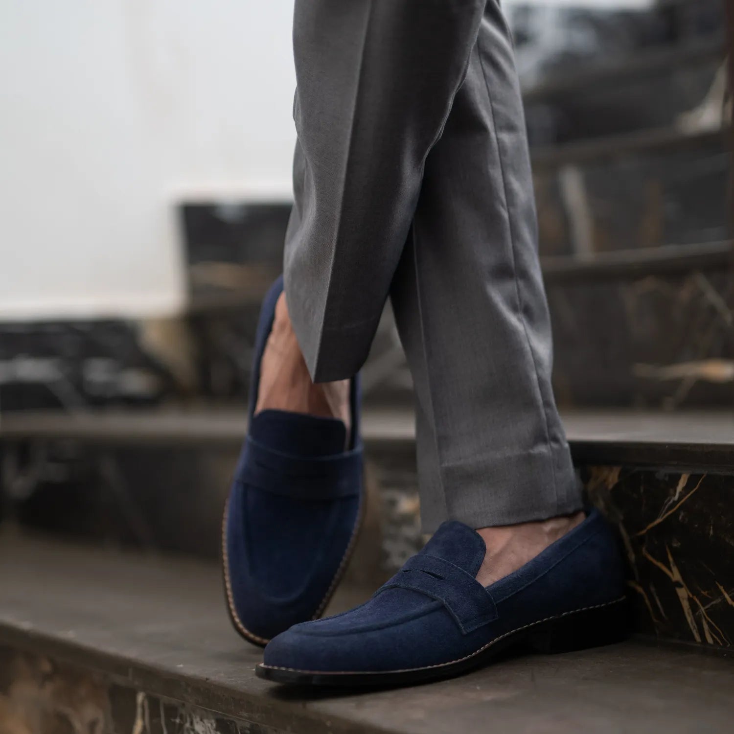 Orlaven Baxton Blue Suede Leather Loafers footwear image 7