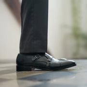 Orlaven Boston Double Monk Strap Black Leather Shoes footwear image 7