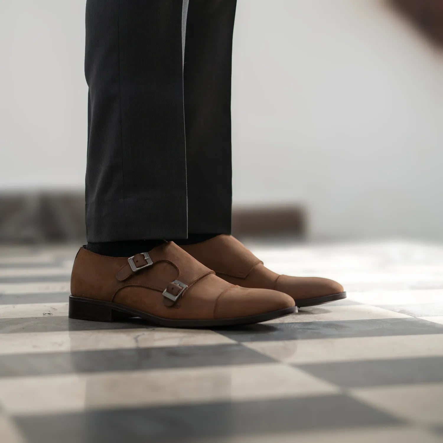 Orlaven Boston Double Monk Strap Oil Pull-up Brown Leather Shoes footwear image 7