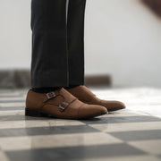 Orlaven Boston Double Monk Strap Oil Pull-up Brown Leather Shoes footwear image 7