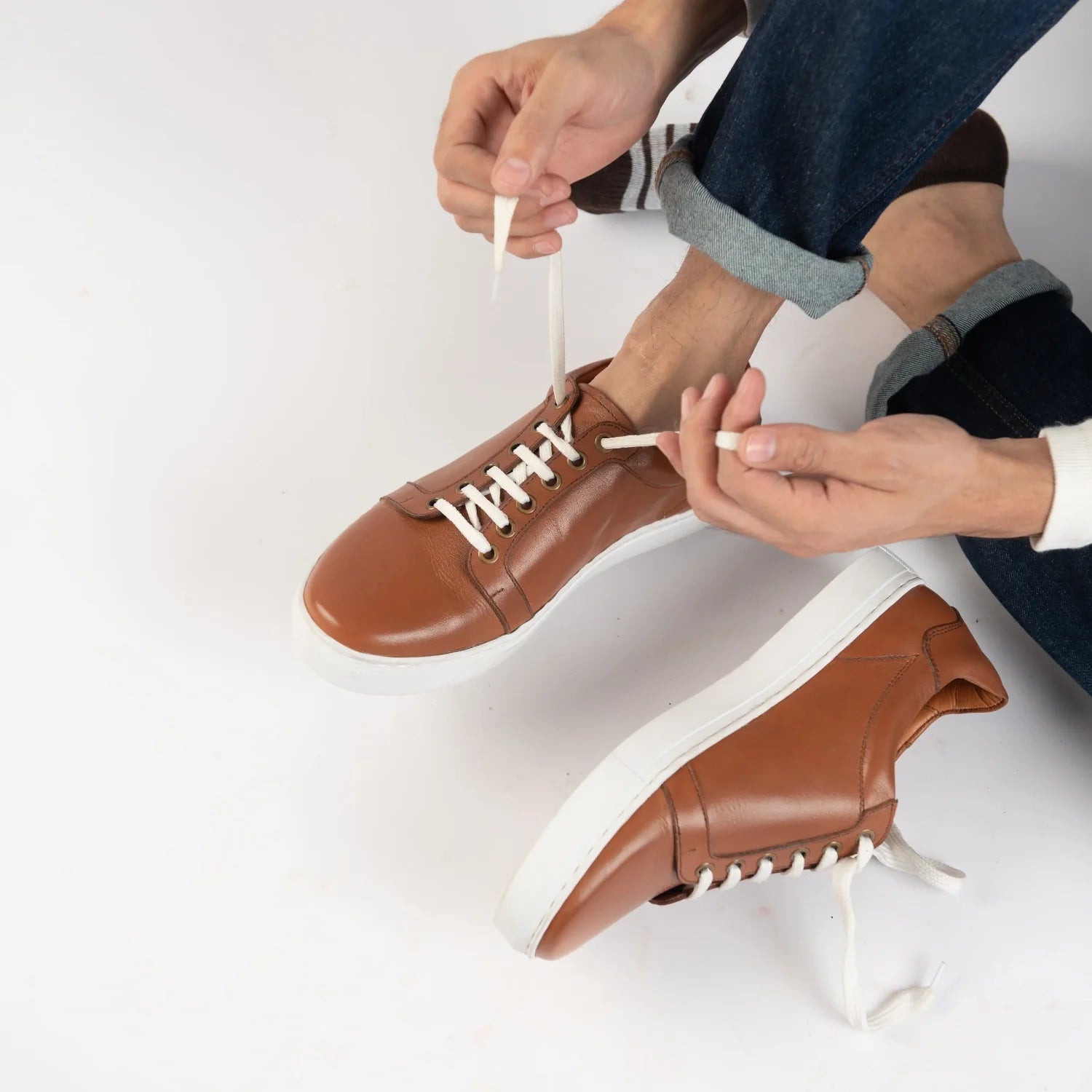 Orlaven Carter Runn Tan Leather Sneakers footwear image 7