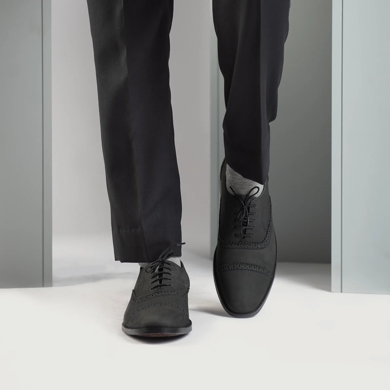 Orlaven Greyson Brogues Oxford Black Nubuck Leather Shoes footwear image 7