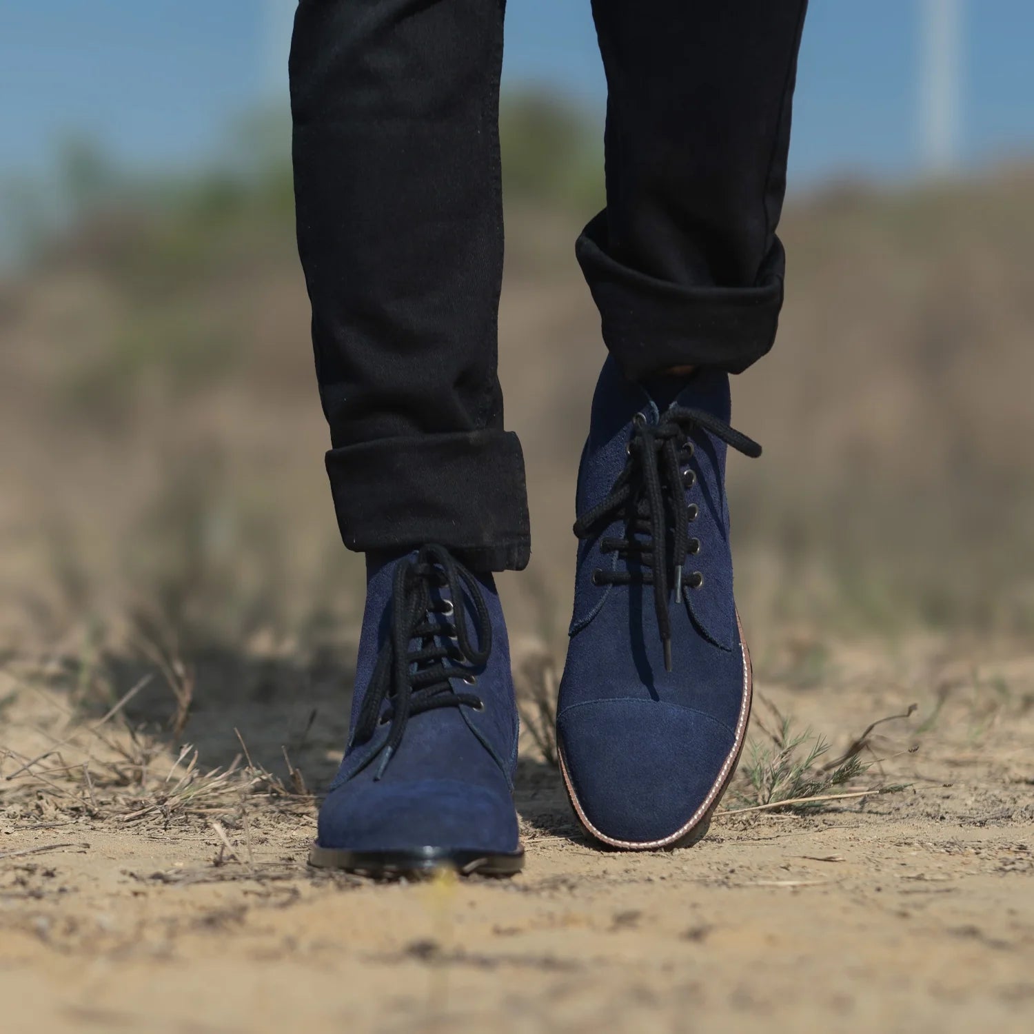Orlaven Knight Derby Midnight Blue Suede Leather Boots footwear image 7