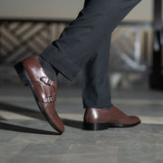 Orlaven Boston Double Monk Strap Maroon Leather Shoes footwear image 8