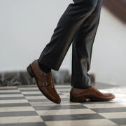 Orlaven Boston Double Monk Strap Brown Leather Shoes footwear image 8