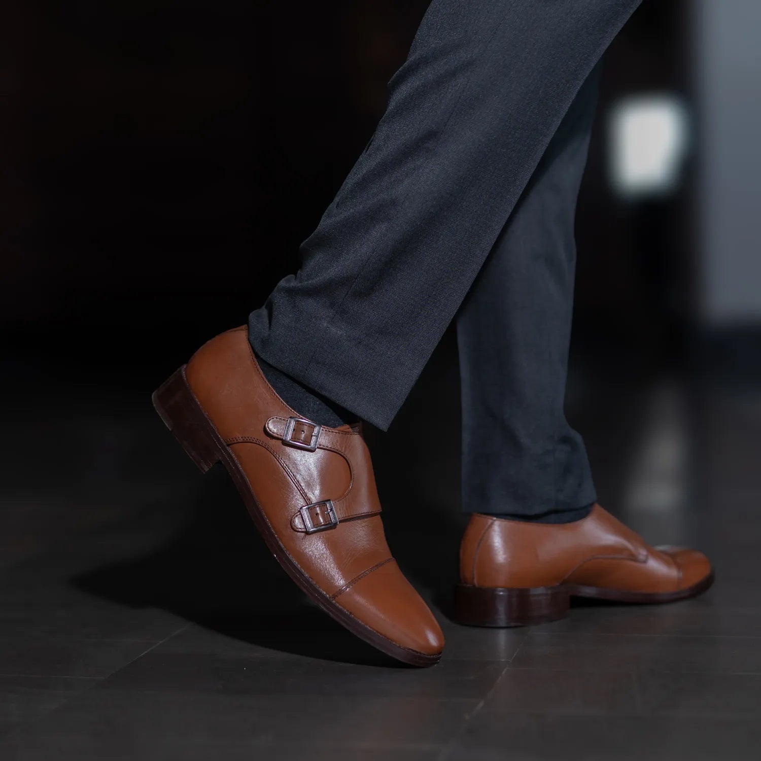Orlaven Boston Double Monk Strap Tan Leather Shoes footwear image 8