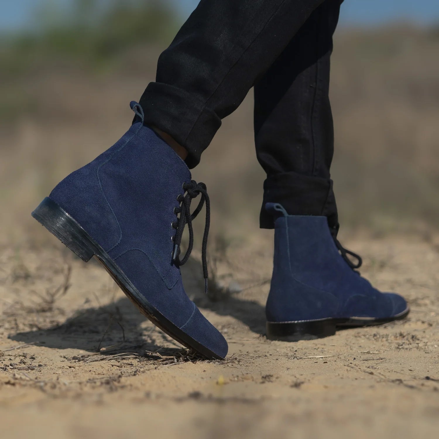 Orlaven Knight Derby Midnight Blue Suede Leather Boots footwear image 8