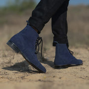 Orlaven Knight Derby Midnight Blue Suede Leather Boots footwear image 8