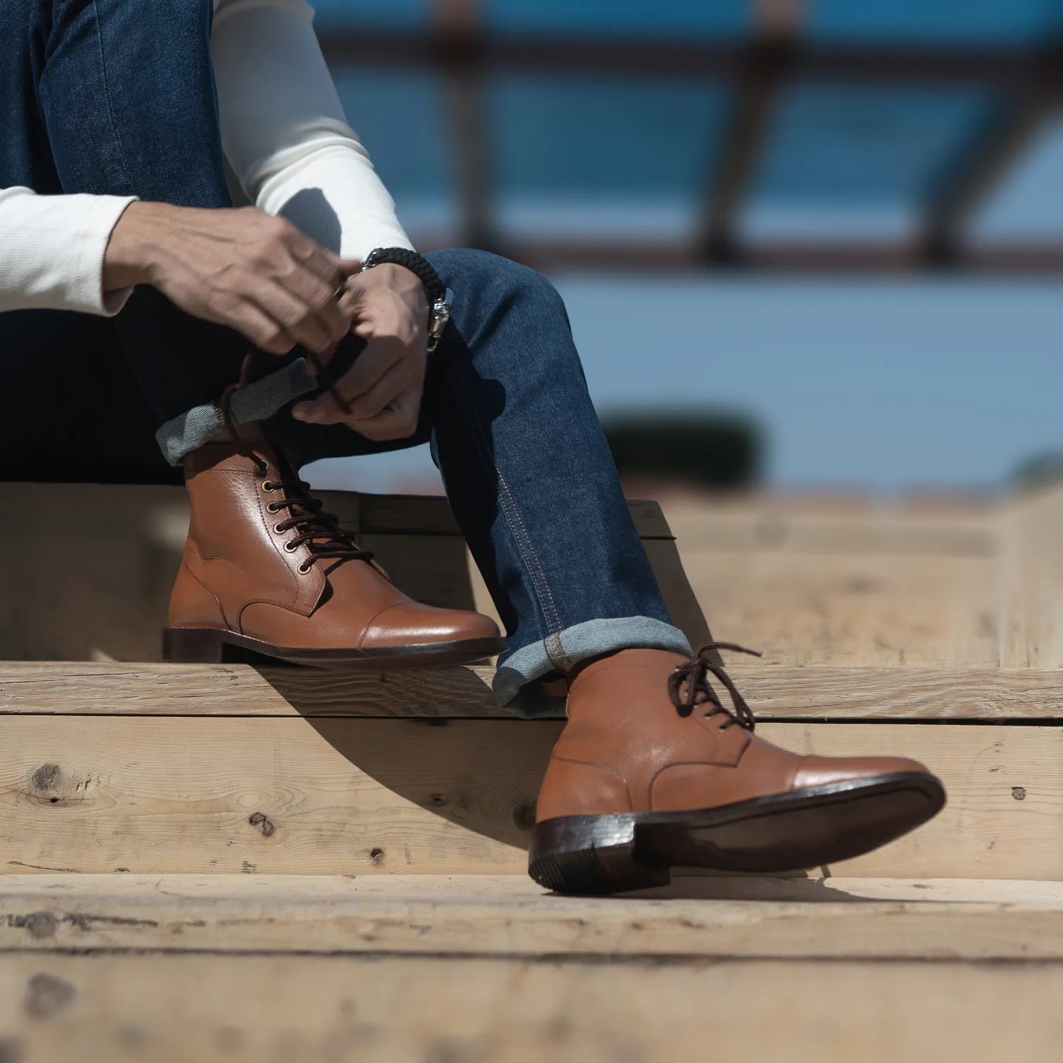 Orlaven Knight Derby Tan Leather Boots footwear image 8