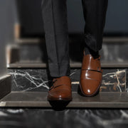 Orlaven Boston Double Monk Strap Brown Leather Shoes footwear image 9