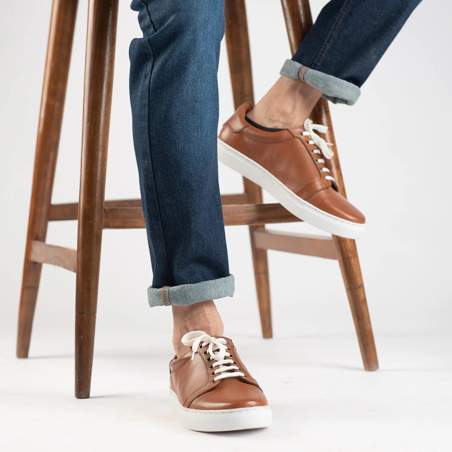 Orlaven Carter Runn Tan Leather Sneakers footwear image 9