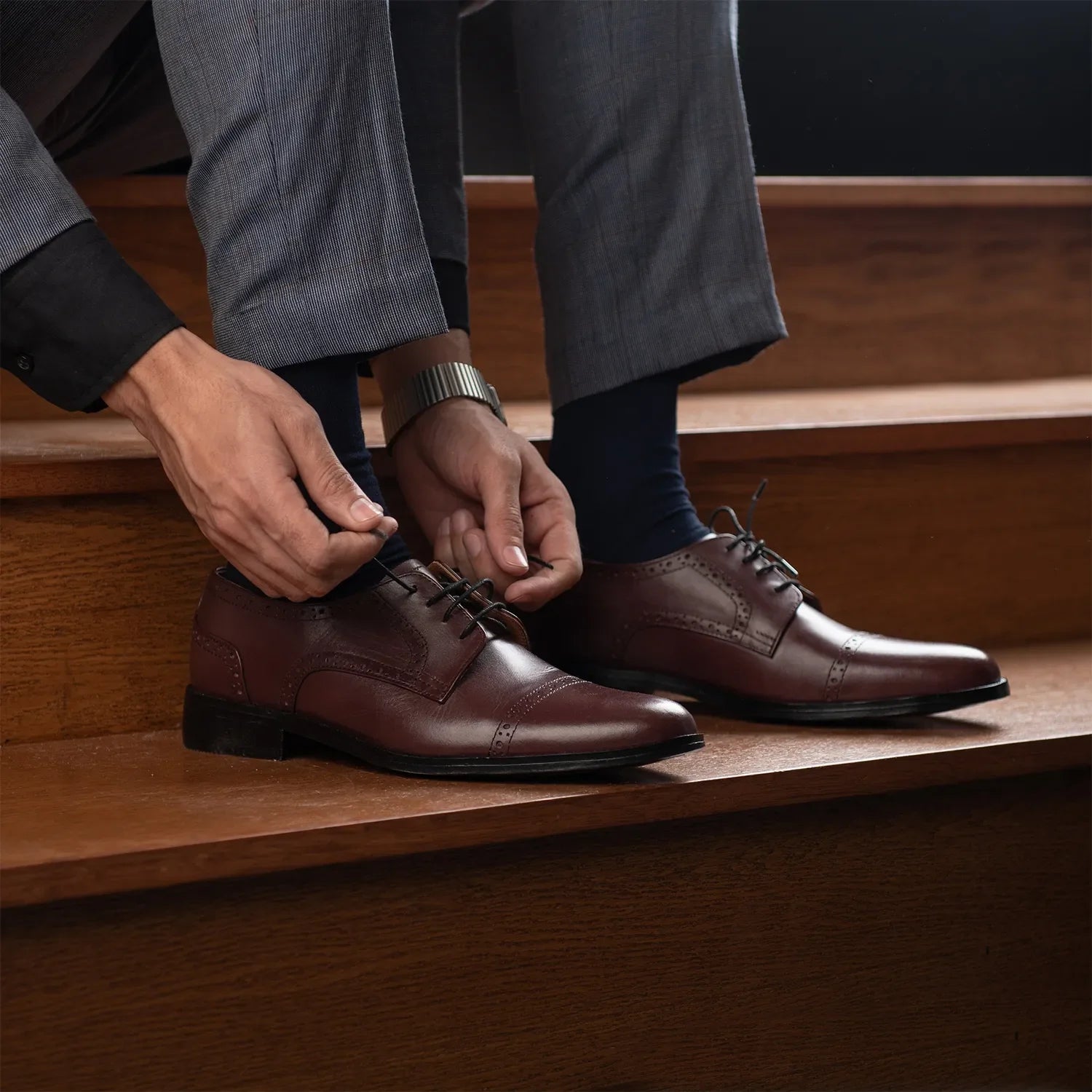 Orlaven Dirk Brogues Derby Maroon Leather Shoes footwear image 9