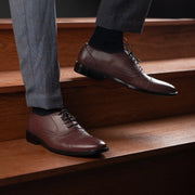 Orlaven Greyson Brogues Oxford Maroon Leather Shoes footwear image 9