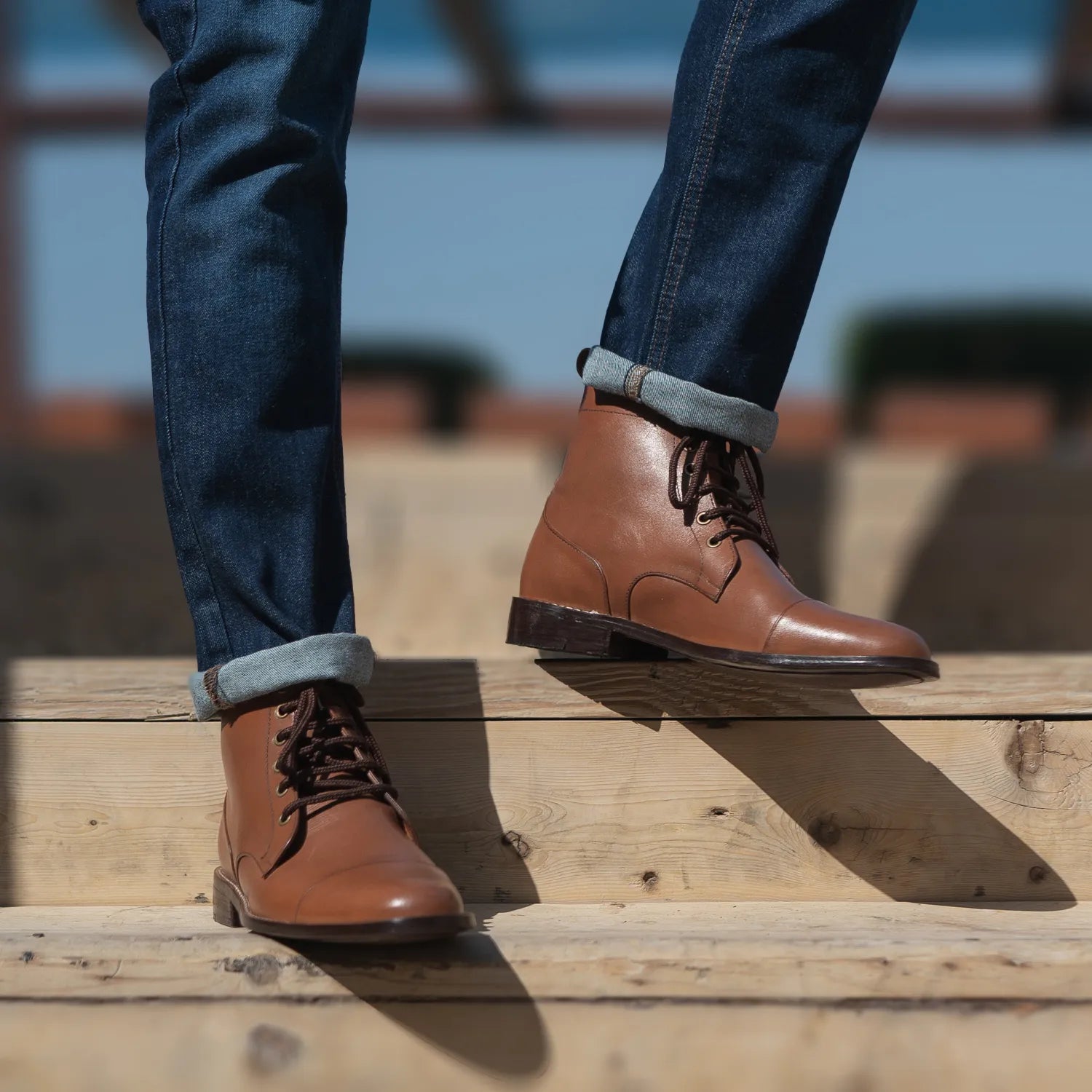 Orlaven Knight Derby Tan Leather Boots footwear image 9