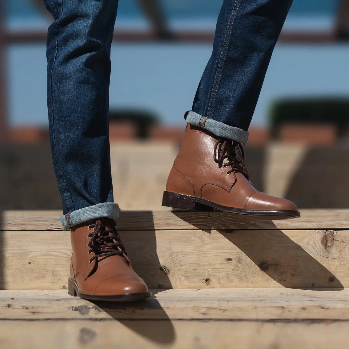 Orlaven Knight Derby Tan Leather Boots footwear image 9