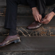 Orlaven Boston Double Monk Strap Maroon Leather Shoes footwear image 10