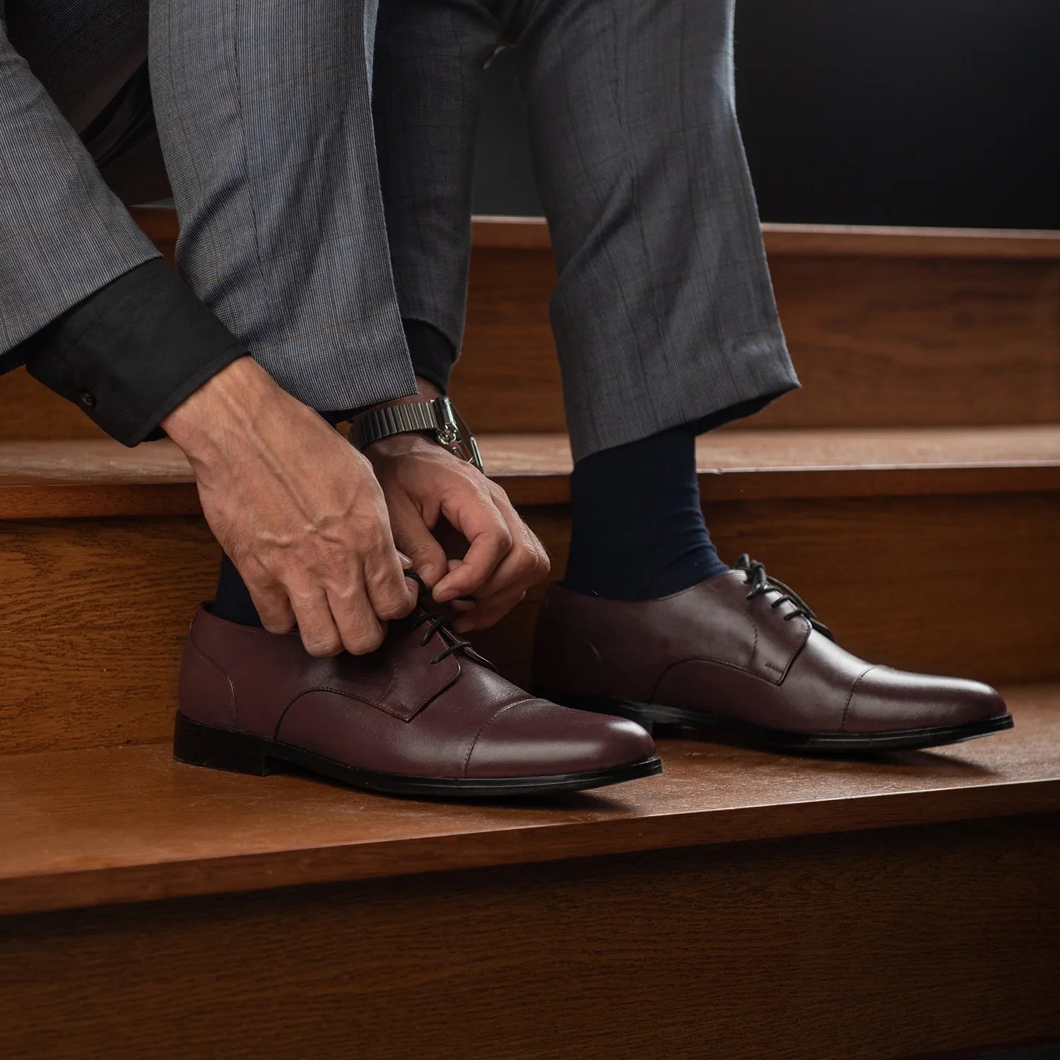 Orlaven Attorney Derby Maroon Leather Shoes footwear image 10