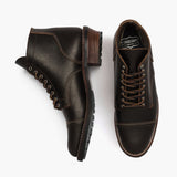 Vanguard Waxed Cacao Leather Boots For Men - Reinforced Heel Counter & Precision Double-Row Stitching Detail