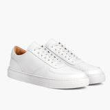 Court White Leather Sneakers in White Full-Grain Leather - Lateral Side Profile View | Buy Online