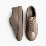 Encore Taupe Leather Sneakers - Reinforced Heel Counter & Precision Double-Row Stitching Detail