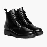 Hero Black Leather Boots in Black Full-Grain Leather - Lateral Side Profile View | Buy Online