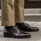 Authentic Full-Grain Leather Grain Texture & Heavy-Duty Seam Stitching Detail