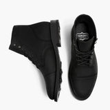 Captain Black Matte Leather Boots - Reinforced Heel Counter & Precision Double-Row Stitching Detail