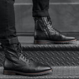 Tailored Rib Cuffs & Hem Craftsmanship Construction Detail on Casa Moto Black Leather Boots