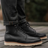 High-Traction Rubber Outsole & Lug Tread Pattern on Diplomat Black Matte Leather Boots